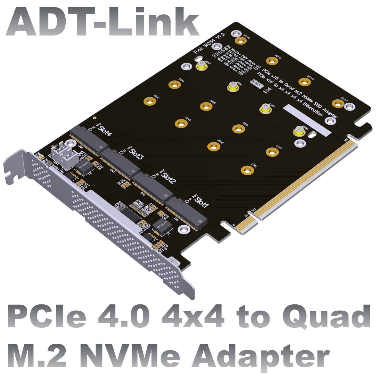 ADT-Link PCIe x4x4x4x4 to M.2 Ȯ ī, M.2 SSD NVME  ī, PCIe x16  WQ34 WQ34-HT,   Ǹ